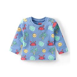 Babyhug Cotton Interlock Knit Full Sleeves Night Suit Crab Print - Navy