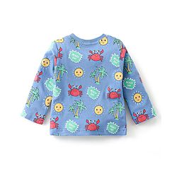 Babyhug Cotton Interlock Knit Full Sleeves Night Suit Crab Print - Navy