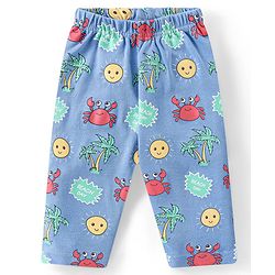 Babyhug Cotton Interlock Knit Full Sleeves Night Suit Crab Print - Navy