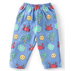 Babyhug Cotton Interlock Knit Full Sleeves Night Suit Crab Print - Navy