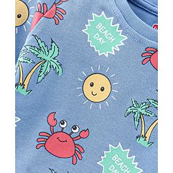 Babyhug Cotton Interlock Knit Full Sleeves Night Suit Crab Print - Navy
