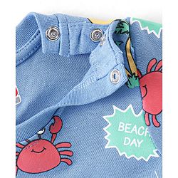 Babyhug Cotton Interlock Knit Full Sleeves Night Suit Crab Print - Navy