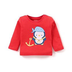 Babyhug Cotton Interlock Full Sleeves  Night Suit Penguin Print - Red & Blue