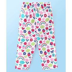 Babyhug Interlock Cotton Knit Full Sleeves Floral Print Night Suit - White