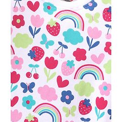 Babyhug Interlock Cotton Knit Full Sleeves Floral Print Night Suit - White