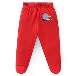 Babyhug Cotton Knit Footed Bootie Leggings Stripes Car & Truck Print Pack of 3- Multicolour