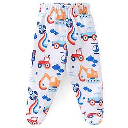 Babyhug Cotton Knit Footed Bootie Leggings Stripes Car & Truck Print Pack of 3- Multicolour