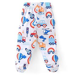 Babyhug Cotton Knit Footed Bootie Leggings Stripes Car & Truck Print Pack of 3- Multicolour