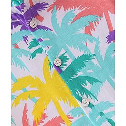 Babyhug 100% Cotton Knit Half Sleeves Regular Collar Shirt With Palm Tree Print- White