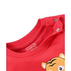 Babyhug Cotton Interlock Full Sleeves Night Suit Animal Print -  Red