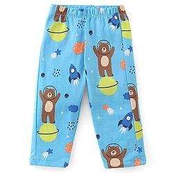 Babyhug Cotton Knit Full Sleeves Teddy Printed Night Suit - Blue