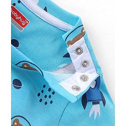 Babyhug Cotton Knit Full Sleeves Teddy Printed Night Suit - Blue
