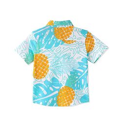 Babyhug 100% Cotton Knit Half Sleeves Shirt Pineapple Print - Blue