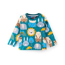 Babyhug Cotton Knit Full Sleeves Night Suit With Bear Print - Blue