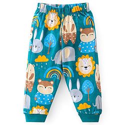 Babyhug Cotton Knit Full Sleeves Night Suit With Bear Print - Blue