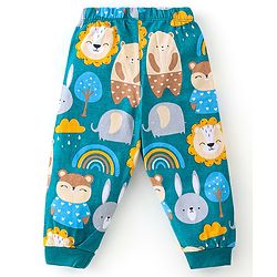 Babyhug Cotton Knit Full Sleeves Night Suit With Bear Print - Blue