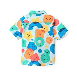 Babyhug 100% Cotton Knit Half Sleeves Shirt Shapes Print - Light Blue