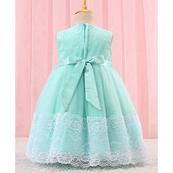 Babyhug Sleeveless Lace Party Frock with Bow - Mint Blue