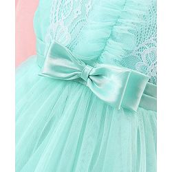 Babyhug Sleeveless Lace Party Frock with Bow - Mint Blue
