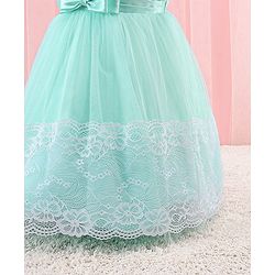 Babyhug Sleeveless Lace Party Frock with Bow - Mint Blue