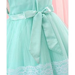 Babyhug Sleeveless Lace Party Frock with Bow - Mint Blue