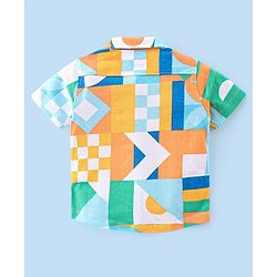 Babyhug 100% Cotton Knit Half Sleeve Regular Collar Shirt Abstract Print - Multicolour