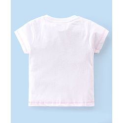 Babyhug Single Jersey Knit Half Sleeves Night Suit with Bunny Print & Patch - White & Grey