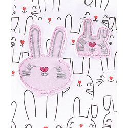 Babyhug Single Jersey Knit Half Sleeves Night Suit with Bunny Print & Patch - White & Grey