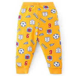 Babyhug Cotton Full Length Lounge Pants Football Print Pack of 2 - Blue & Yellow