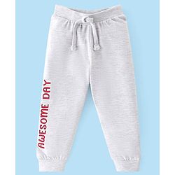 Babyhug Cotton Knit Full Length Lounge Pant With Panda & Hippo Print Pack Of 2 - Grey & Red