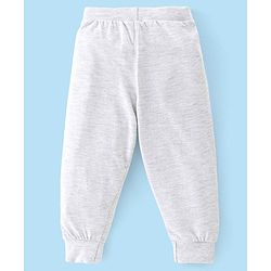 Babyhug Cotton Knit Full Length Lounge Pant With Panda & Hippo Print Pack Of 2 - Grey & Red