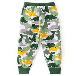 Babyhug Cotton Jersey Knit Full Length Lounge Pants Dino Printed Pack of 2 - Green & Yellow