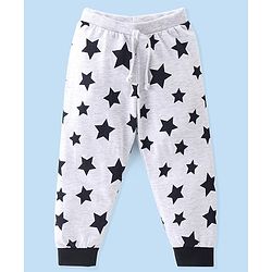 Babyhug Cotton Jersey Knit Full Length Lounge Pants Star Printed Pack of 2 - Grey & Navy Blue
