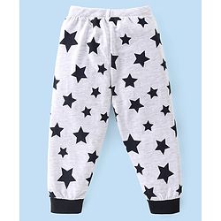 Babyhug Cotton Jersey Knit Full Length Lounge Pants Star Printed Pack of 2 - Grey & Navy Blue