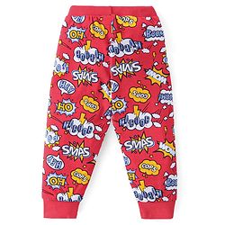 Babyhug Cotton Full Length Lounge Pants Text Print Pack of 2 - Blue & Red