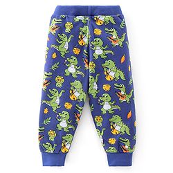 Babyhug Cotton Jersey Knit Full Length Lounge Pants Dino Printed Pack of 2 - Green & Blue