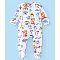 BABYHUG FULL SLEEVES SLEEPSUIT UNISEX WHITE AOP 9-12 month