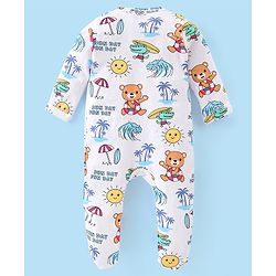 BABYHUG FULL SLEEVES SLEEPSUIT UNISEX WHITE AOP 9-12 month