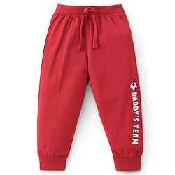 Babyhug Cotton Full Length Lounge Pant Text Printed Pack of 2 - Red & Blue