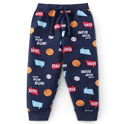 Babyhug Cotton Full Length Lounge Pant Text Printed Pack of 2 - Red & Blue