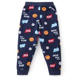 Babyhug Cotton Full Length Lounge Pant Text Printed Pack of 2 - Red & Blue