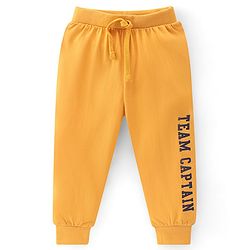 Babyhug Cotton Looper Full Length Lounge Pant With Text Print Pack Of 3 - Navy Blue Yellow & Red