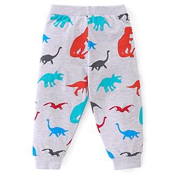 Babyhug Cotton Jersey Knit Full Length Lounge Pants Striped & Dino Print Pack of 3 - Multicolor