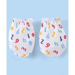 Babyhug 100% Cotton Knit Cap Mittens & Booties Number Print - Multicolour