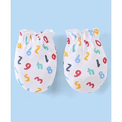 Babyhug 100% Cotton Knit Cap Mittens & Booties Number Print - Multicolour