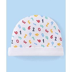 Babyhug 100% Cotton Knit Cap Mittens & Booties Number Print - Multicolour