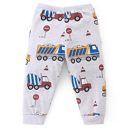 Babyhug Cotton Jersey Knit Full Length Lounge Pant Truck & Text Print Pack of 3 - Blue White & Yellow