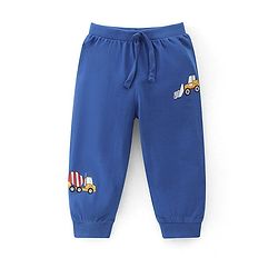 Babyhug Cotton Jersey Knit Full Length Lounge Pant Truck & Text Print Pack of 3 - Blue White & Yellow
