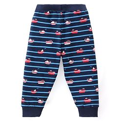 Babyhug Cotton Knit Full Length Striped & Solid Colour Lounge Pants Pack of 3 - Multicolour