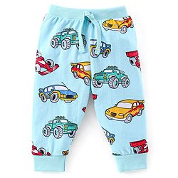 Babyhug Cotton Full Length Lounge Pants Car Print Pack of 3 - Blue